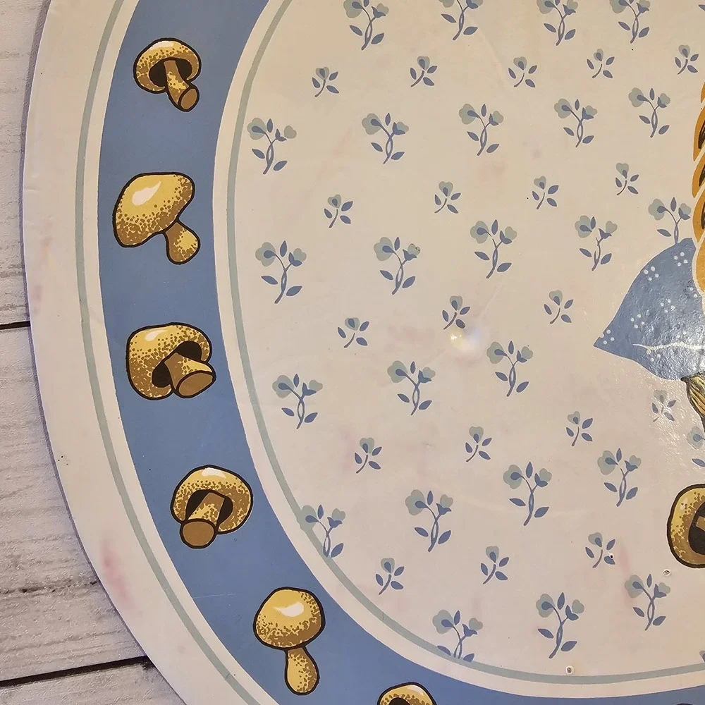 Vintage‎ Mushroom Vinyl Placemat Set of 4 Blue White Cottagecore Country Kitchen